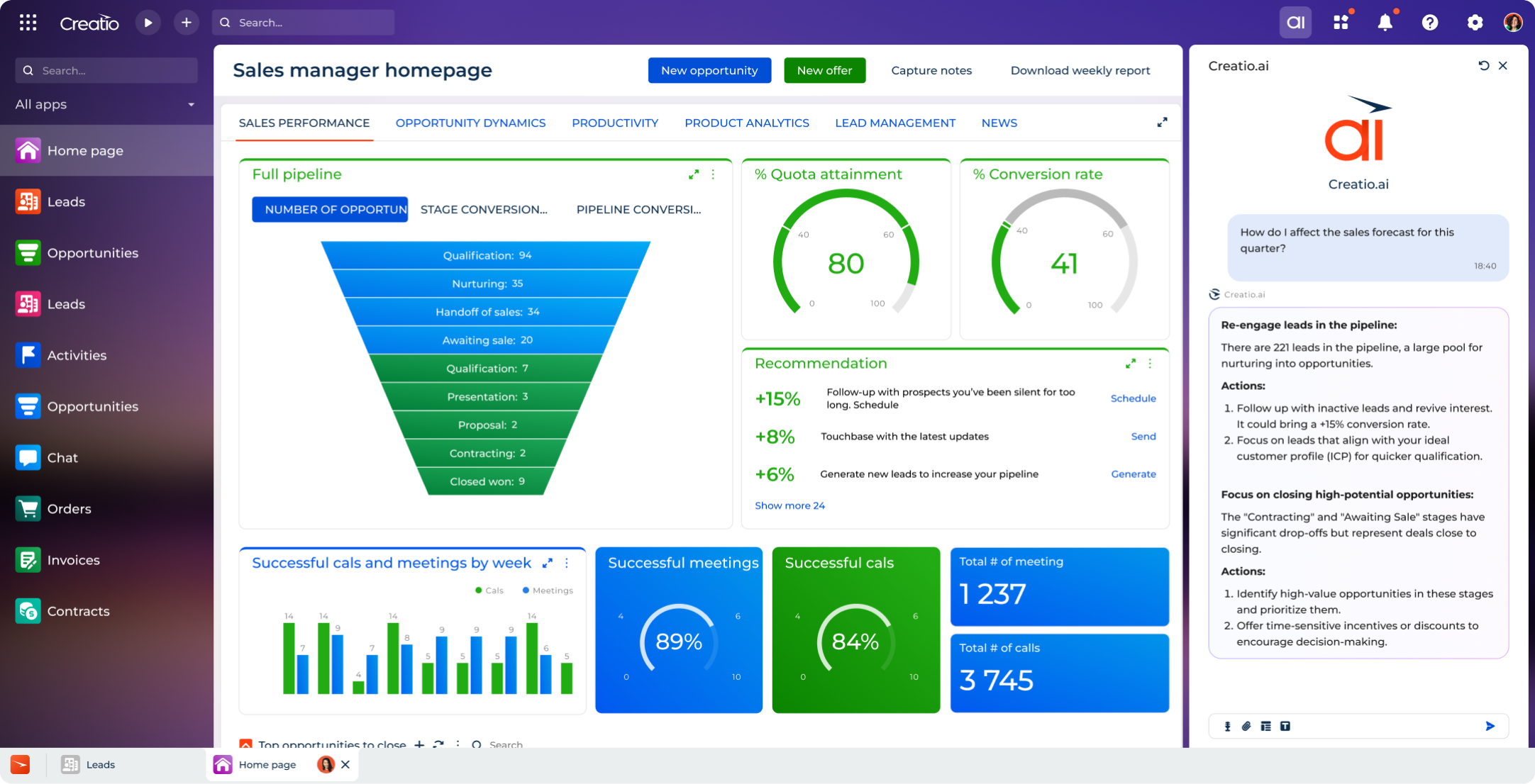 Pipeline and Opportunity Management in Creatio CRM