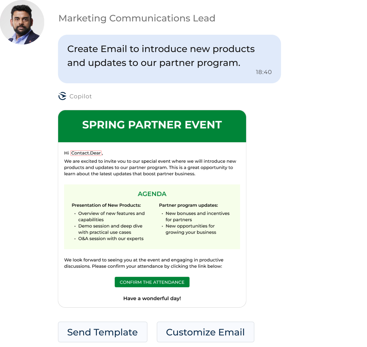 Creatio AI – content generation example