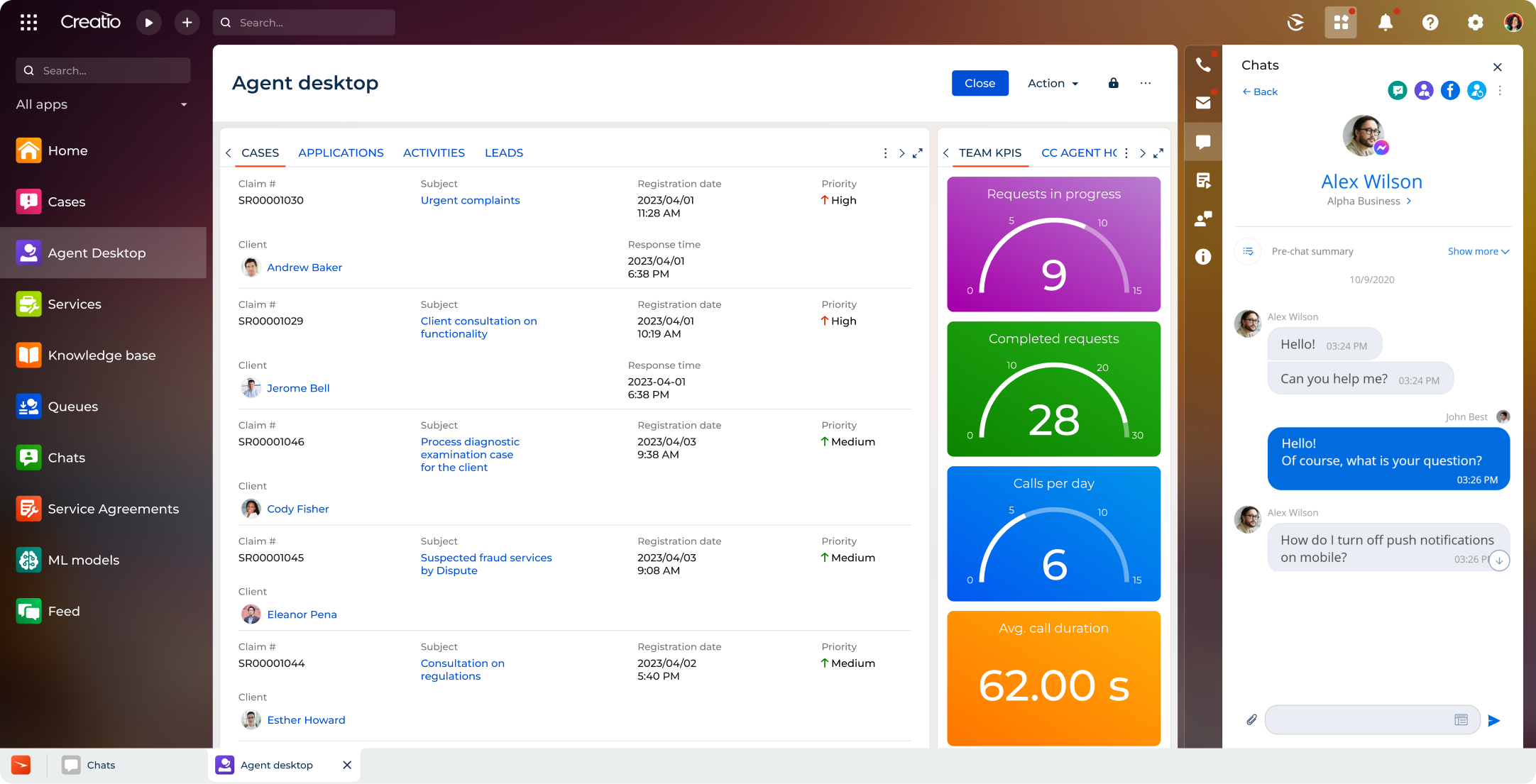 agent desktop Creatio