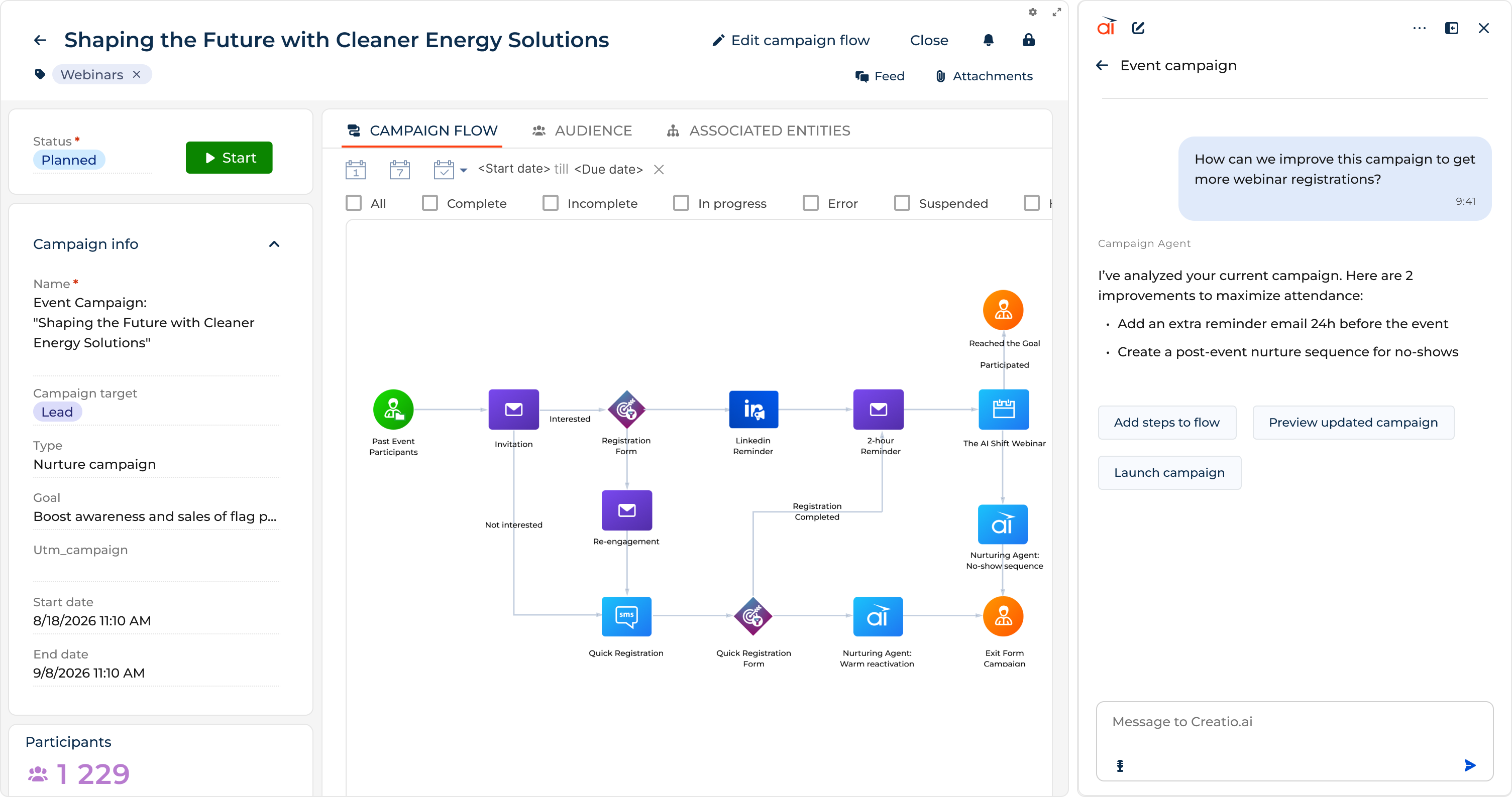 Creatio Marketing CRM Tool