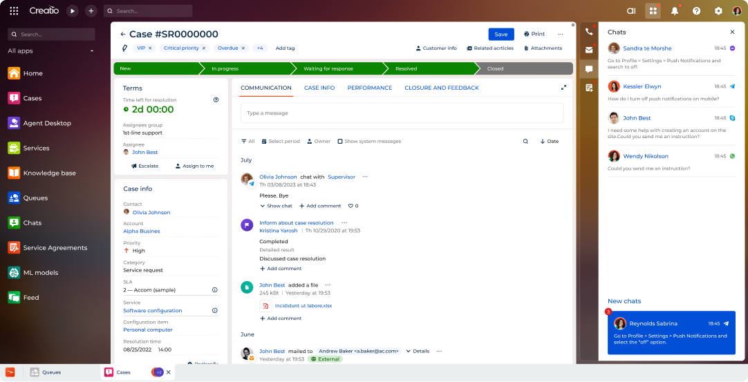 Creatio Service CRM Tool
